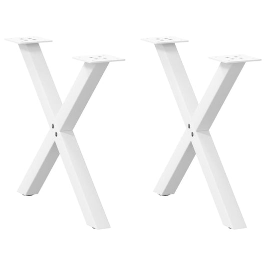 X-Shaped White Steel Coffee Table Legs, 2 pcs, 60x(42-43) cm