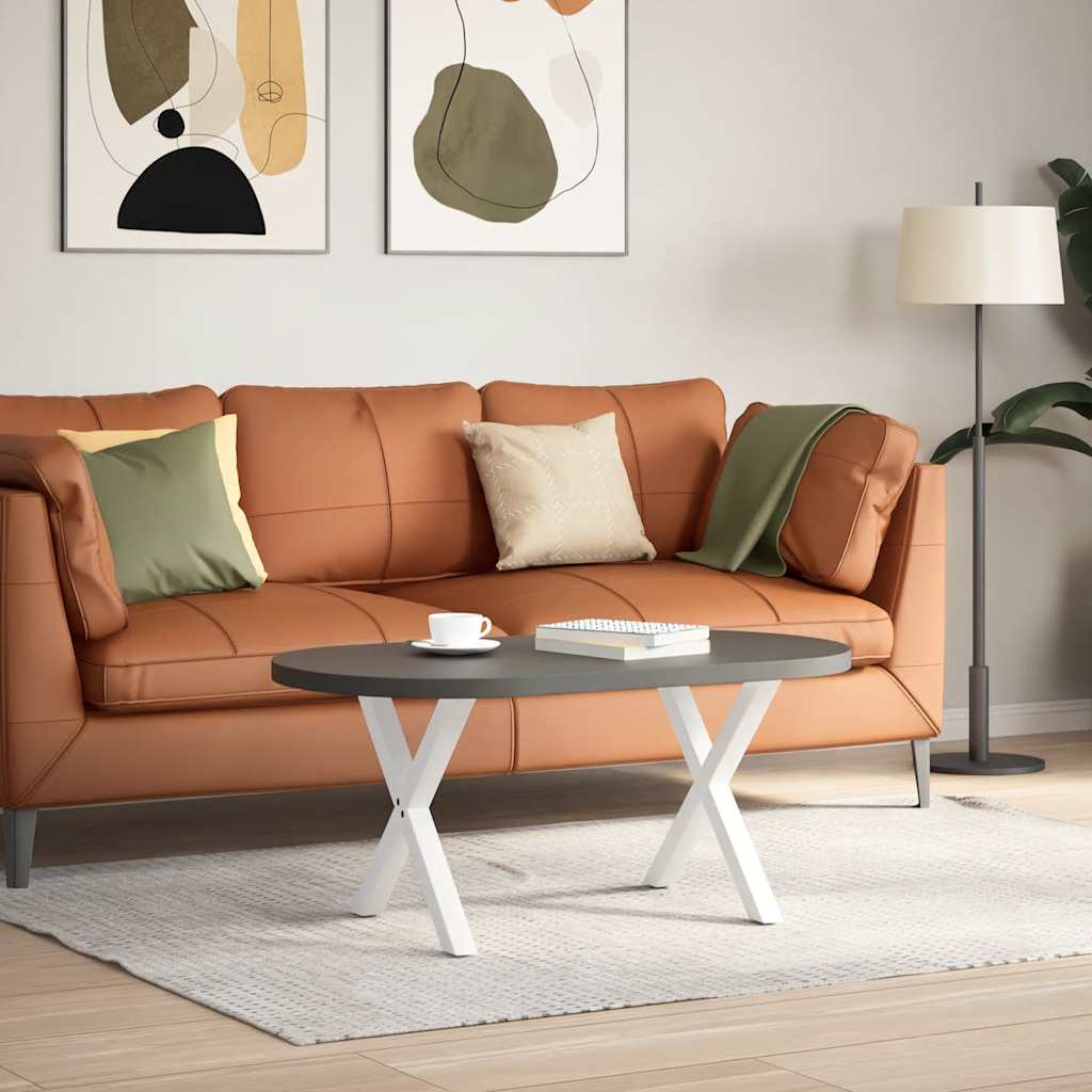 X-Shaped White Steel Coffee Table Legs, 2 pcs, 60x(42-43) cm