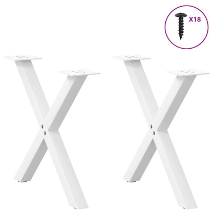 X-Shaped White Steel Coffee Table Legs, 2 pcs, 60x(42-43) cm