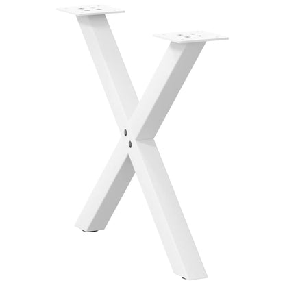 X-Shaped White Steel Coffee Table Legs, 2 pcs, 60x(42-43) cm