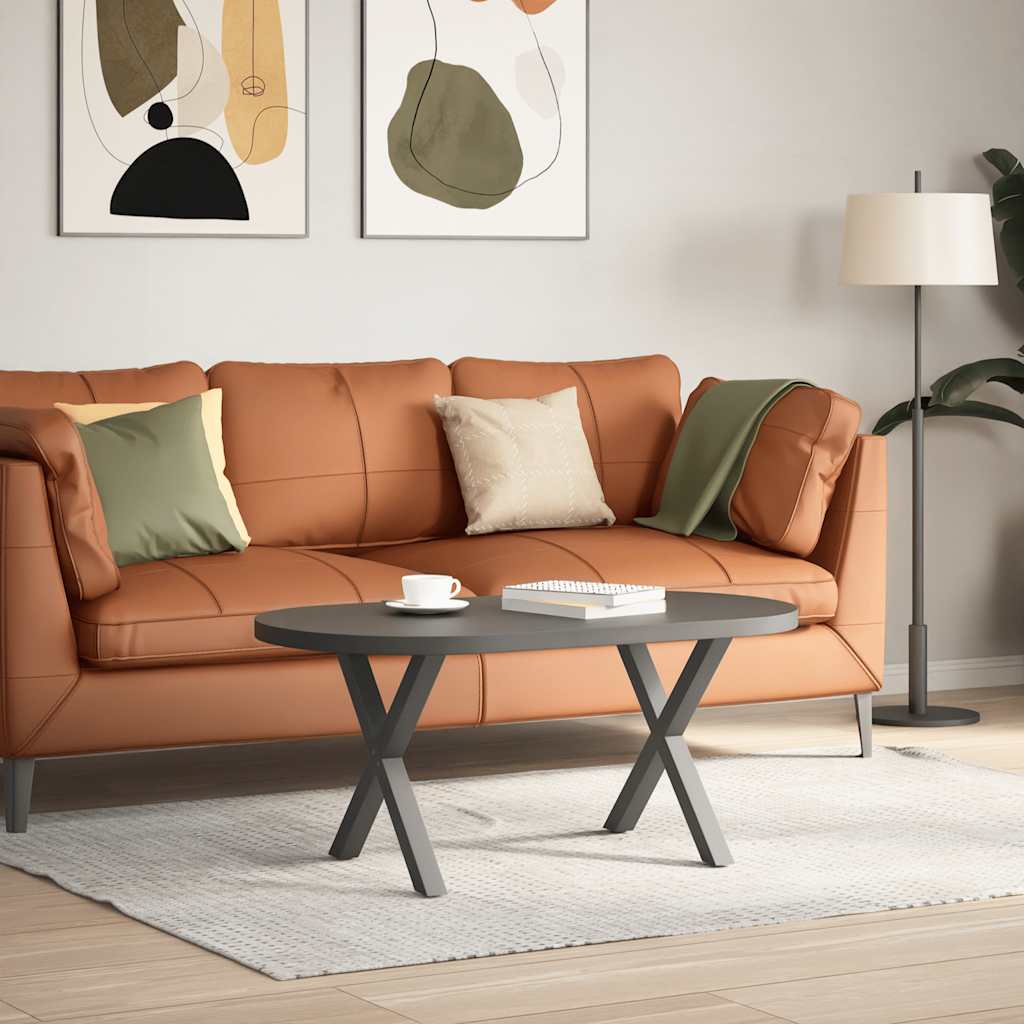Anthracite X-Shaped Steel Coffee Table Legs, 2pcs, Adjustable 60cm