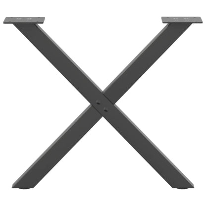 Anthracite X-Shaped Steel Coffee Table Legs, 2pcs, Adjustable 60cm