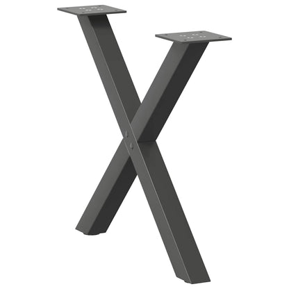 Anthracite X-Shaped Steel Coffee Table Legs, 2pcs, Adjustable 60cm