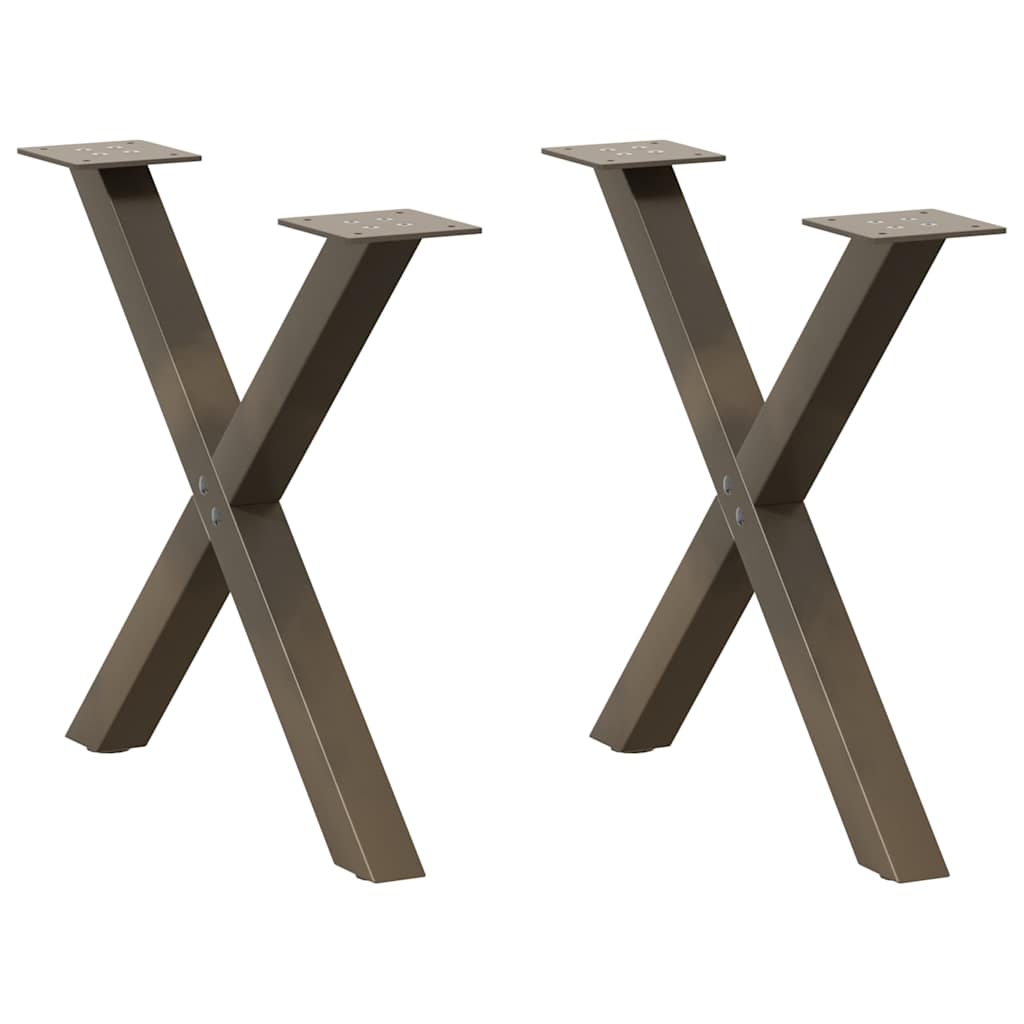 Natural Steel X-Shaped Coffee Table Legs, Set of 2, Adjustable 60 cm