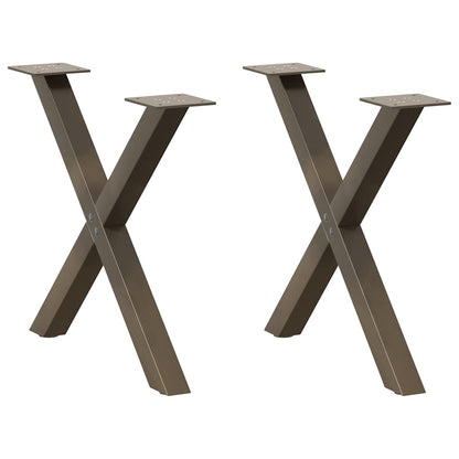 Natural Steel X-Shaped Coffee Table Legs, Set of 2, Adjustable 60 cm