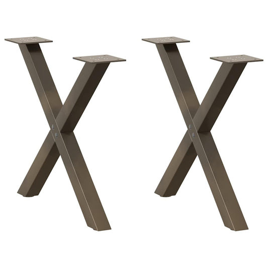 Natural Steel X-Shaped Coffee Table Legs, Set of 2, Adjustable 60 cm