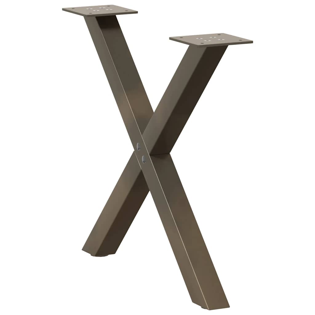 Natural Steel X-Shaped Coffee Table Legs, Set of 2, Adjustable 60 cm