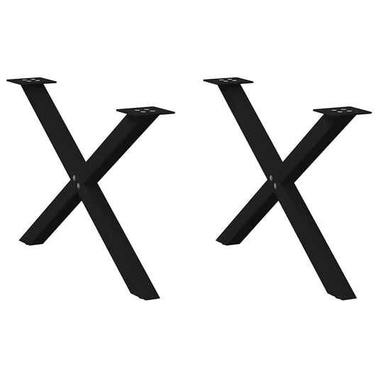 Black Steel X-Shaped Coffee Table Legs, 2 pcs, Adjustable 70 cm