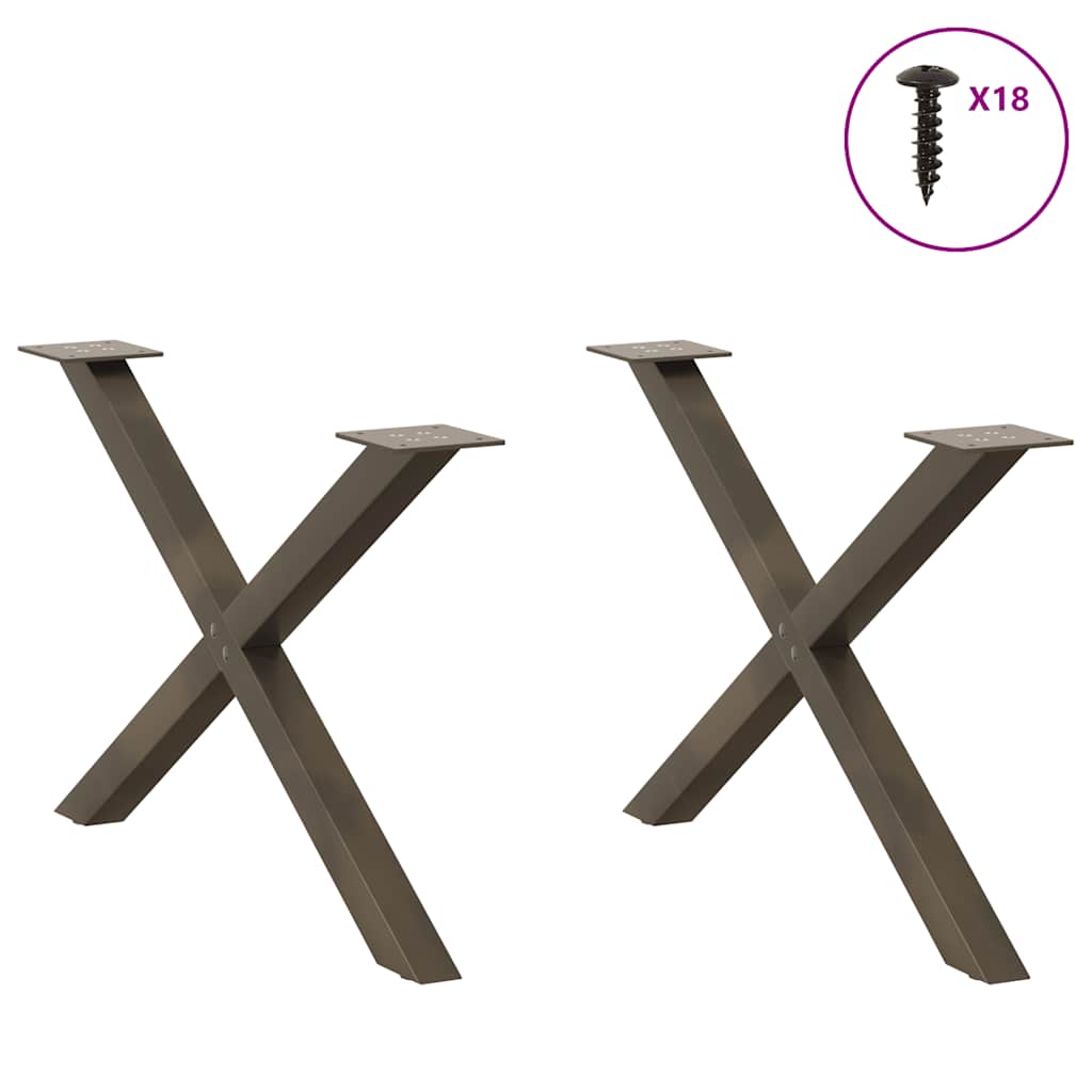 Natural Steel X-Shaped Coffee Table Legs, Adjustable, 2 pcs (70x42-43 cm)