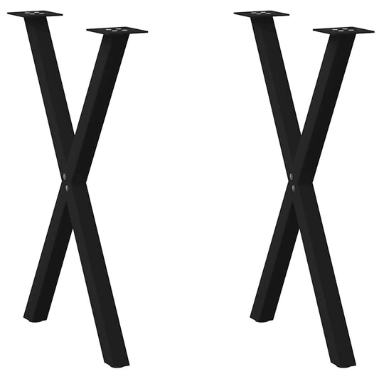 X-Shaped Steel Dining Table Legs, Black, Adjustable Height, 2 pcs