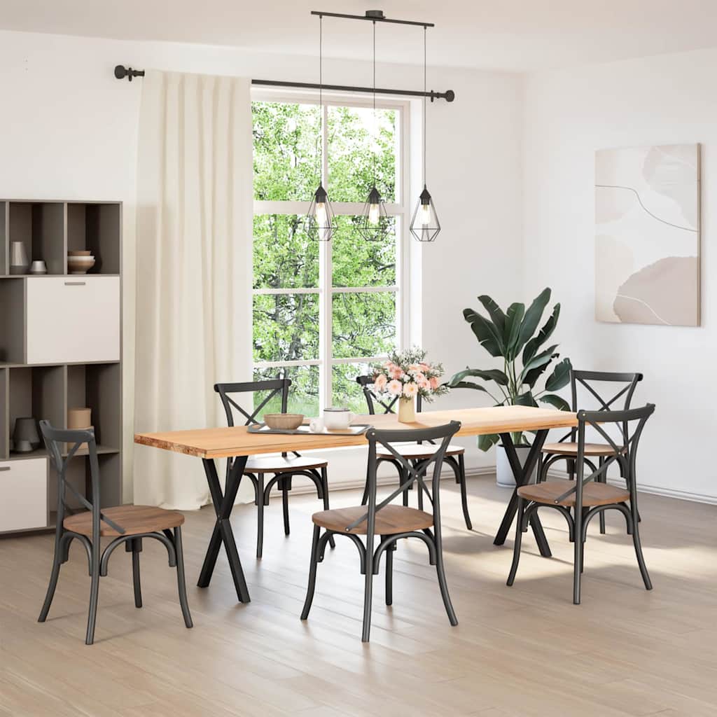 X-Shaped Steel Dining Table Legs, Black, Adjustable Height, 2 pcs