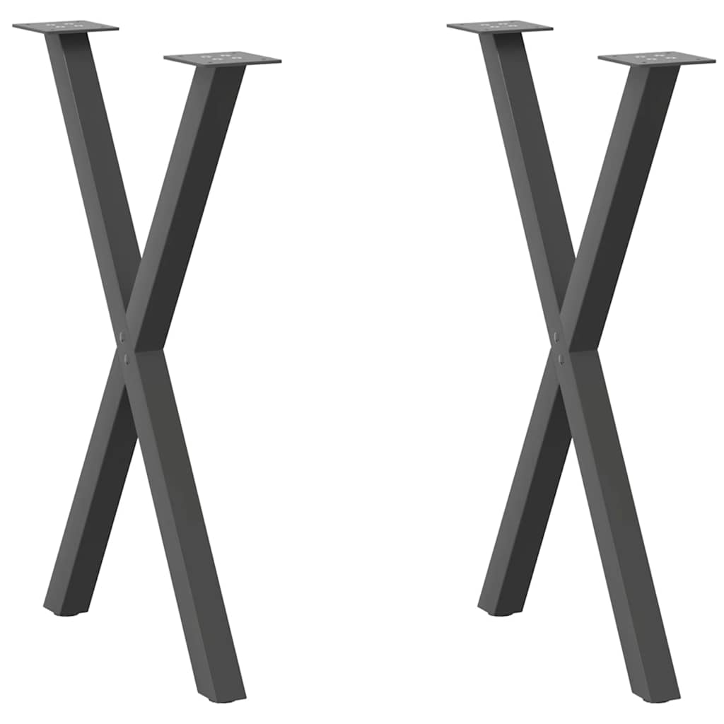 X-Shaped Anthracite Steel Dining Table Legs 2pcs, Adjustable Height