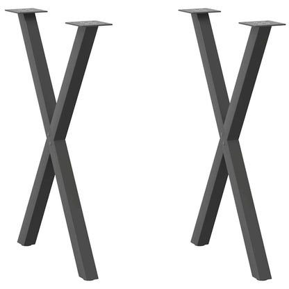 X-Shaped Anthracite Steel Dining Table Legs 2pcs, Adjustable Height