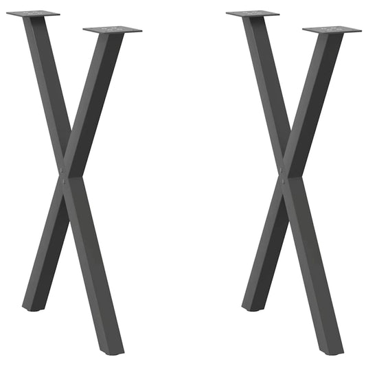 X-Shaped Anthracite Steel Dining Table Legs 2pcs, Adjustable Height