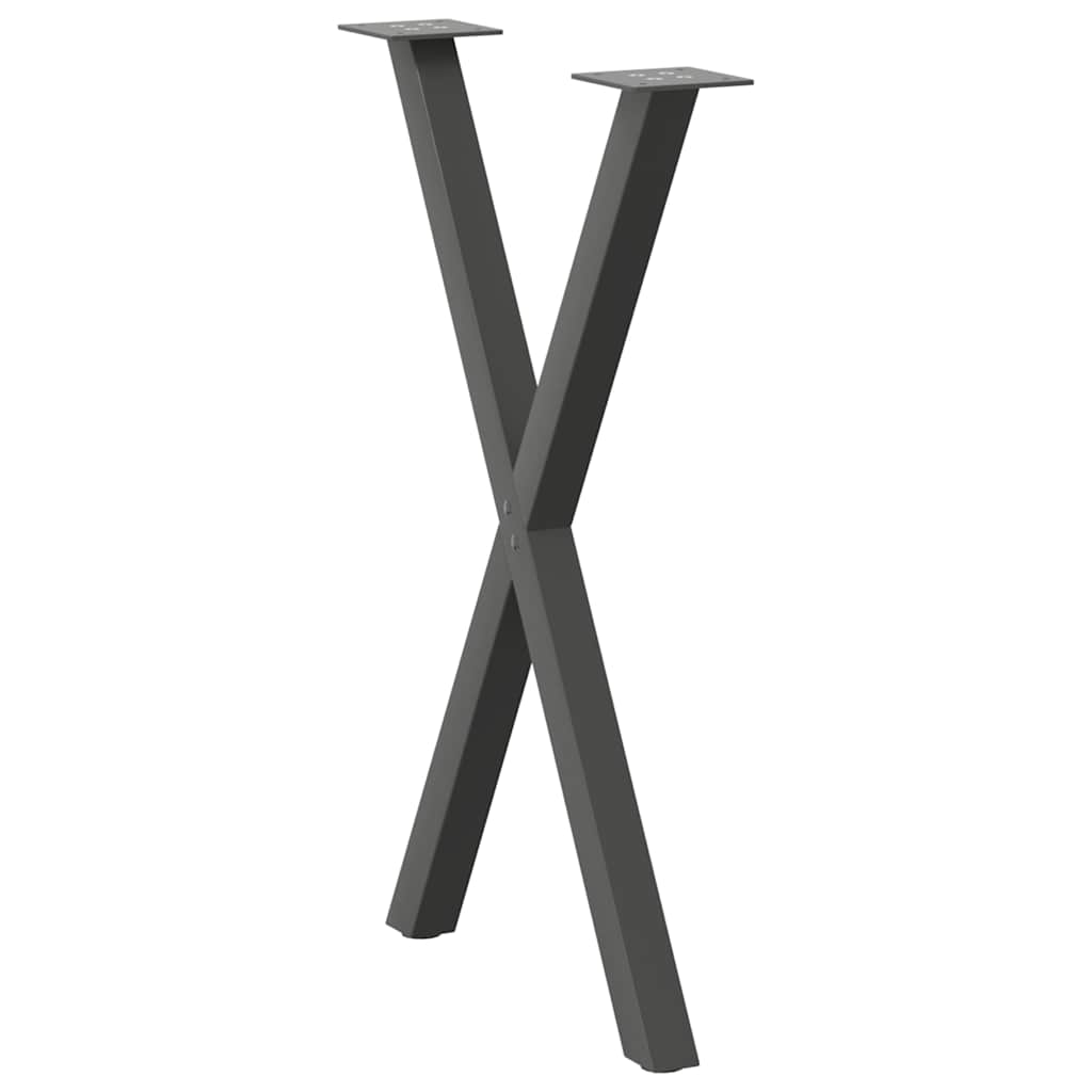 X-Shaped Anthracite Steel Dining Table Legs 2pcs, Adjustable Height