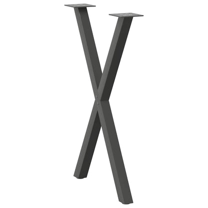 X-Shaped Anthracite Steel Dining Table Legs 2pcs, Adjustable Height