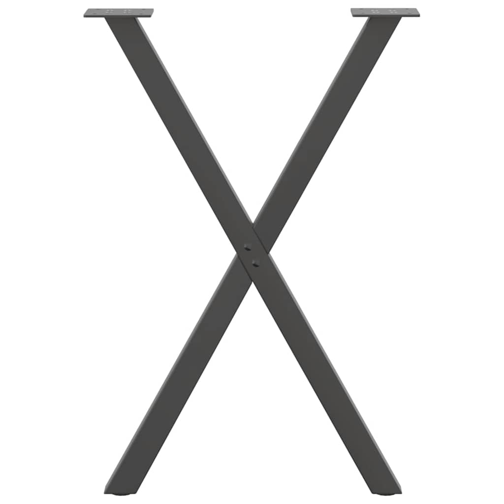 X-Shaped Anthracite Steel Dining Table Legs 2pcs, Adjustable Height