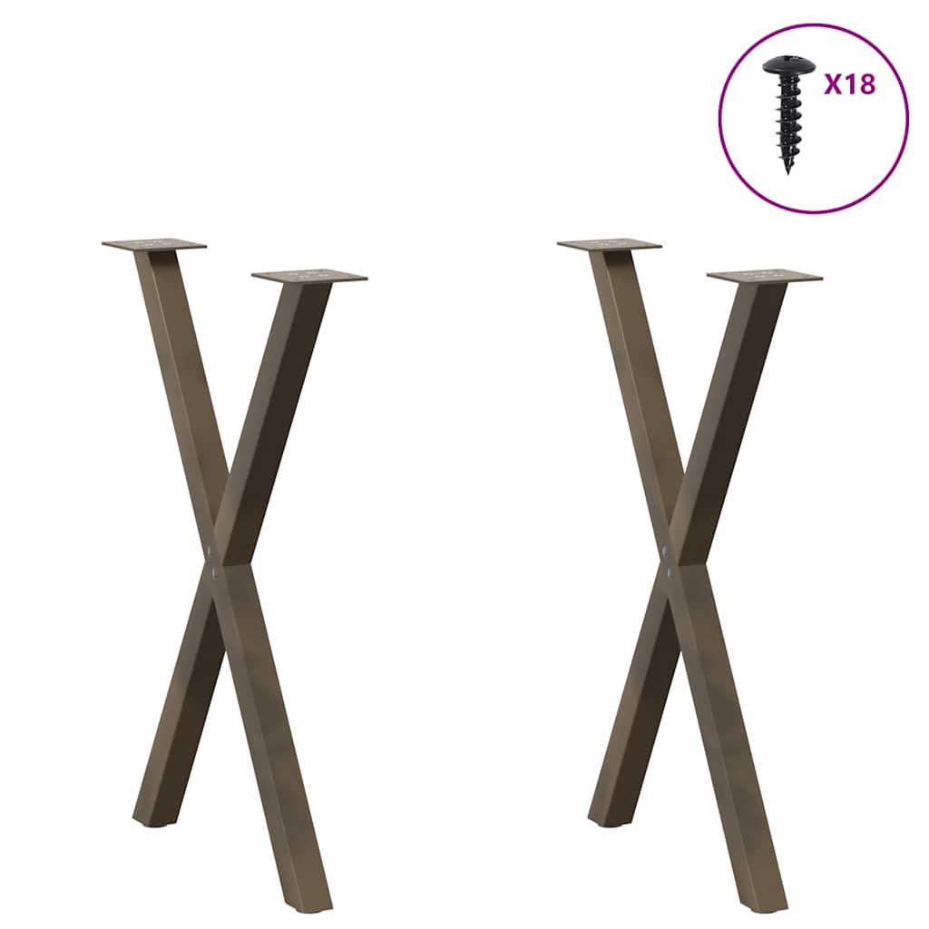 X-Shaped Natural Steel Dining Table Legs 2 pcs, Adjustable 60 cm