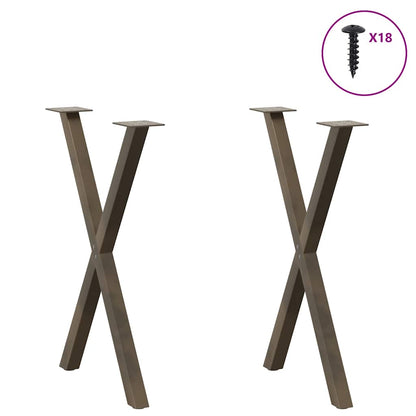 X-Shaped Natural Steel Dining Table Legs 2 pcs, Adjustable 60 cm