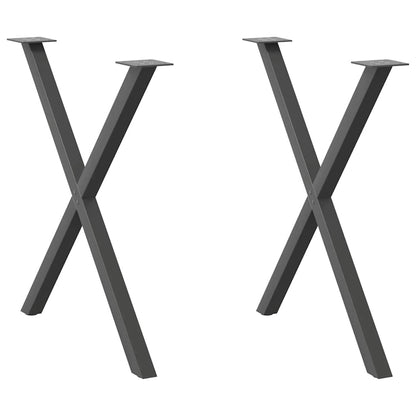 Anthracite Steel X-Shaped Dining Table Legs, 2 pcs, 70x(72-73) cm