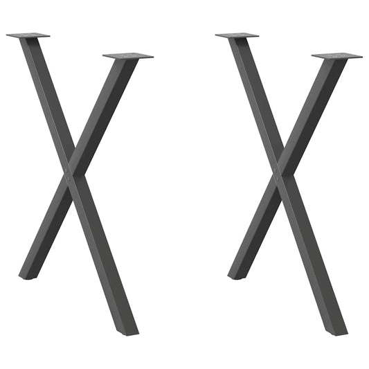 Anthracite Steel X-Shaped Dining Table Legs, 2 pcs, 70x(72-73) cm