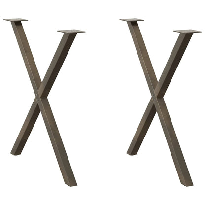 Natural Steel X-Shaped Dining Table Legs 2 pcs, Adjustable 70x(72-73) cm