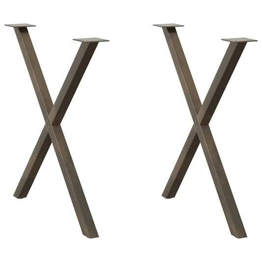 Natural Steel X-Shaped Dining Table Legs 2 pcs, Adjustable 70x(72-73) cm