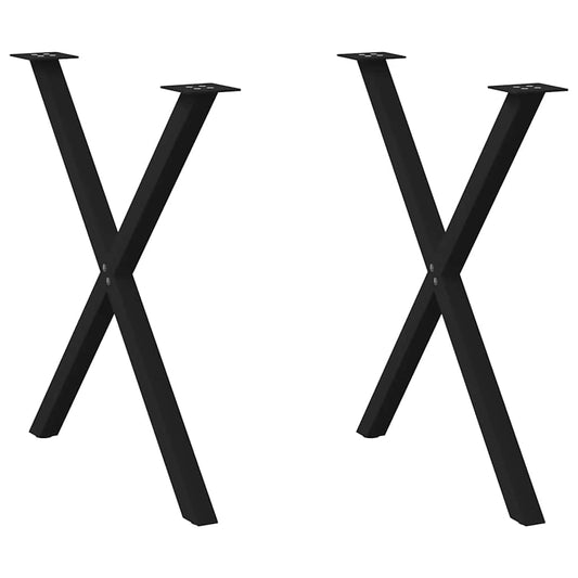X-Shaped Steel Dining Table Legs, 2 Pcs, Black, Adjustable Height