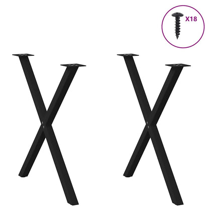 X-Shaped Steel Dining Table Legs, 2 Pcs, Black, Adjustable Height