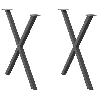 X-Shaped Anthracite Steel Dining Table Legs, Adjustable, 2 pcs
