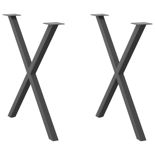 X-Shaped Anthracite Steel Dining Table Legs, Adjustable, 2 pcs