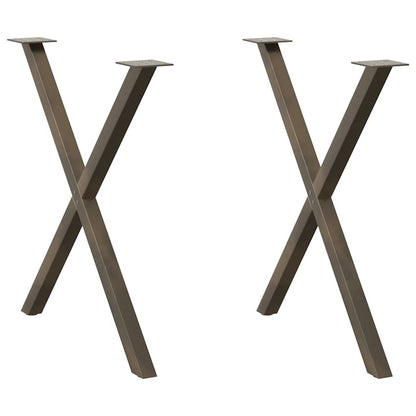 X-Shaped Natural Steel Dining Table Legs, 2 pcs, 80x(72-73) cm