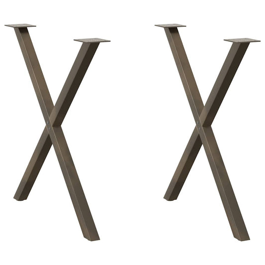 X-Shaped Natural Steel Dining Table Legs, 2 pcs, 80x(72-73) cm