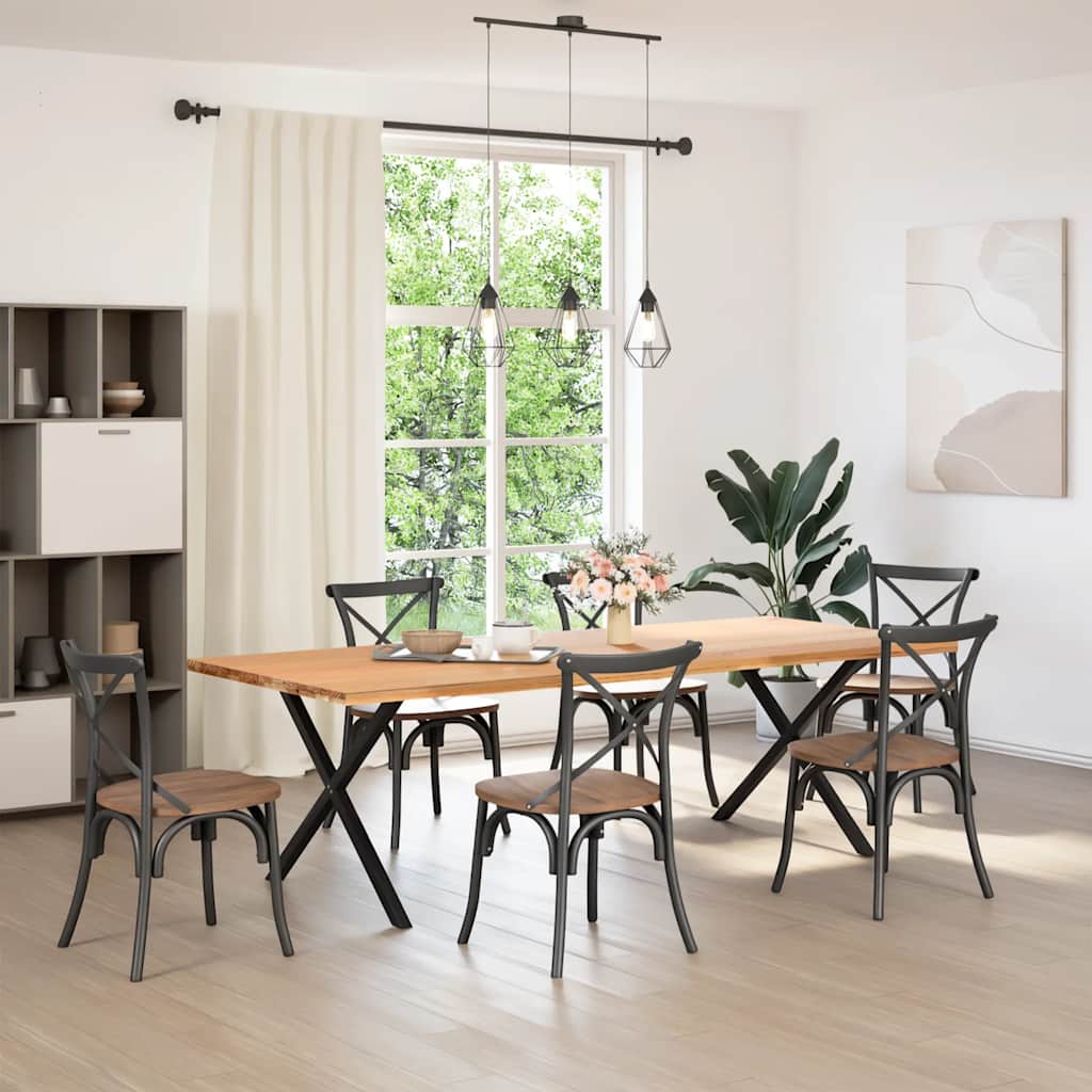 Black Steel X-Shaped Dining Table Legs, Adjustable Height (2 pcs)