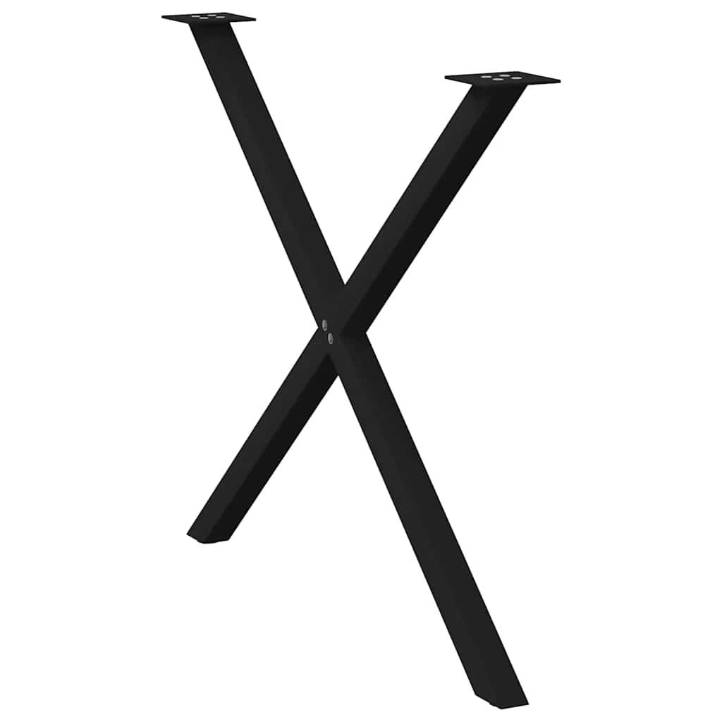 Black Steel X-Shaped Dining Table Legs, Adjustable Height (2 pcs)