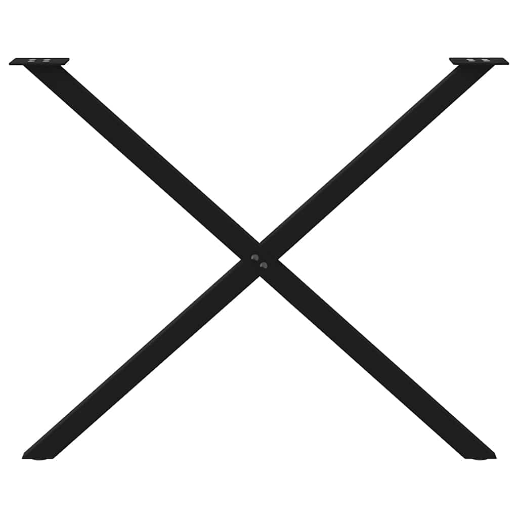 Black Steel X-Shaped Dining Table Legs, Adjustable Height (2 pcs)