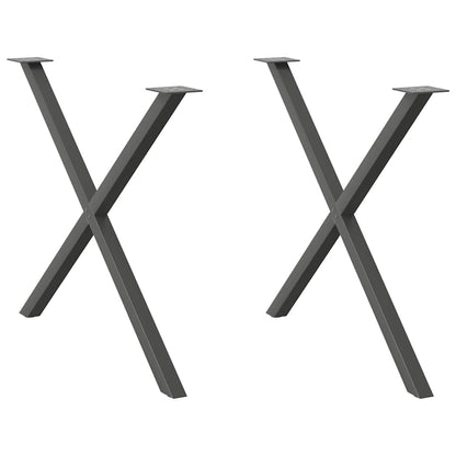 X-Shaped Anthracite Steel Dining Table Legs, 2 pcs, Adjustable Height