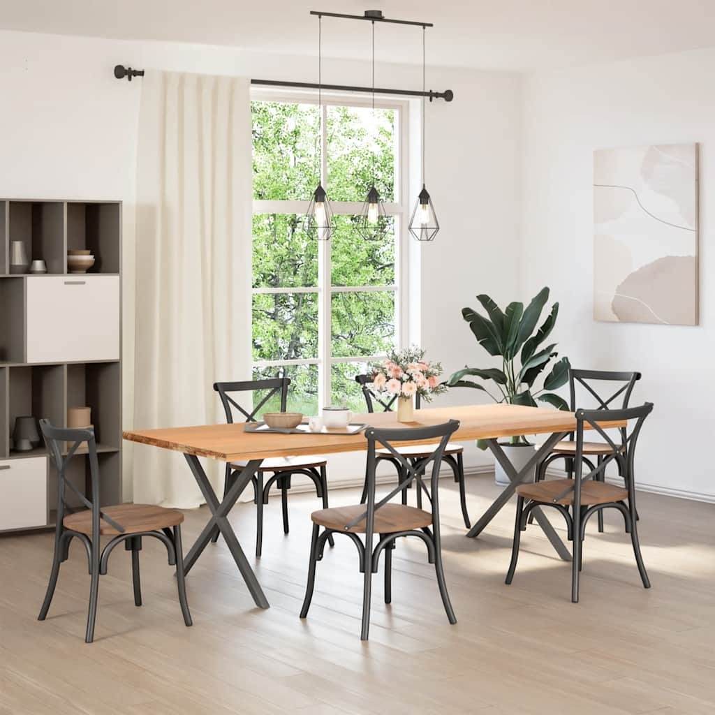 X-Shaped Anthracite Steel Dining Table Legs, 2 pcs, Adjustable Height