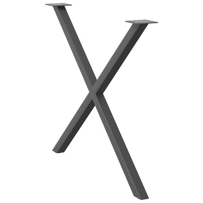X-Shaped Anthracite Steel Dining Table Legs, 2 pcs, Adjustable Height