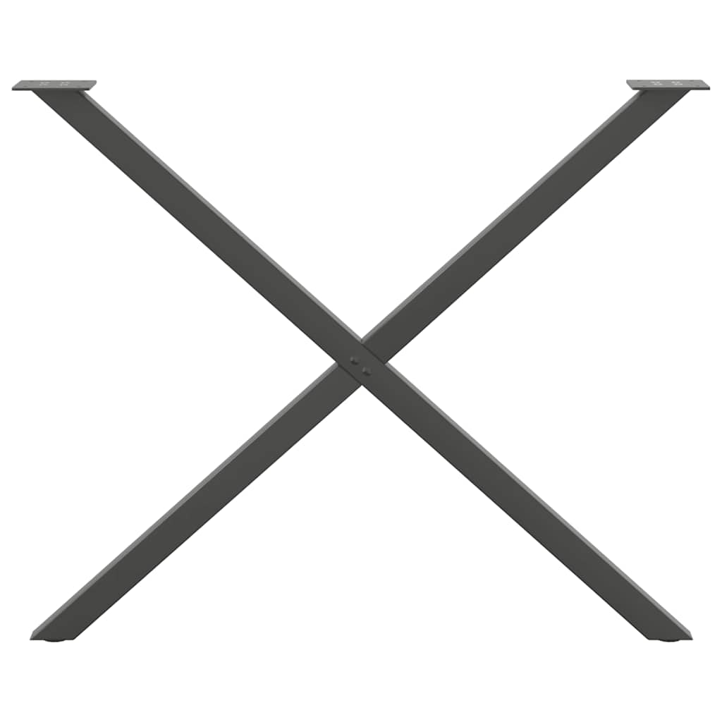 X-Shaped Anthracite Steel Dining Table Legs, 2 pcs, Adjustable Height