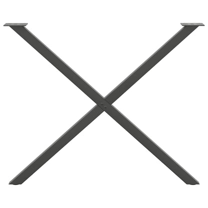 X-Shaped Anthracite Steel Dining Table Legs, 2 pcs, Adjustable Height