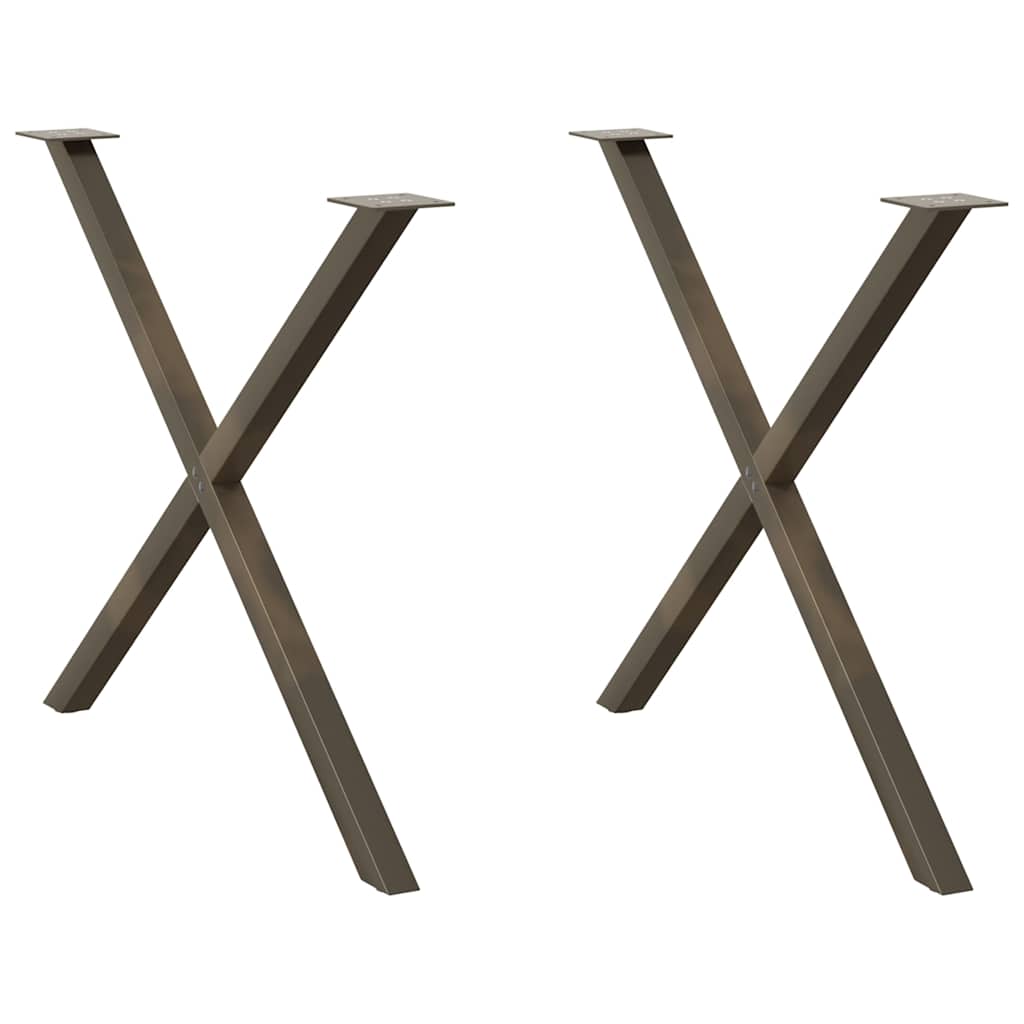 X-Shaped Natural Steel Dining Table Legs 2pcs, Adjustable 90cm