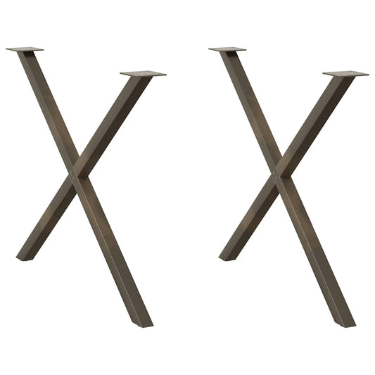 X-Shaped Natural Steel Dining Table Legs 2pcs, Adjustable 90cm