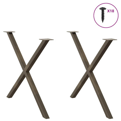 X-Shaped Natural Steel Dining Table Legs 2pcs, Adjustable 90cm