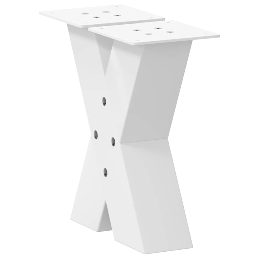 White Steel X-Shaped Coffee Table Legs, Set of 2, 30 cm Adjustable