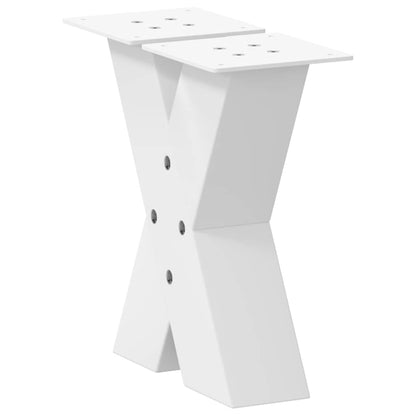 White Steel X-Shaped Coffee Table Legs, Set of 2, 30 cm Adjustable