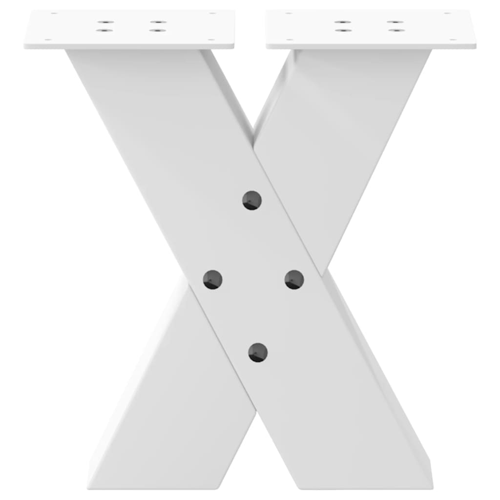 White Steel X-Shaped Coffee Table Legs, Set of 2, 30 cm Adjustable