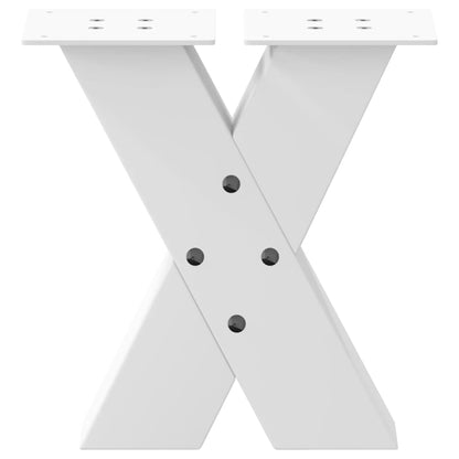 White Steel X-Shaped Coffee Table Legs, Set of 2, 30 cm Adjustable