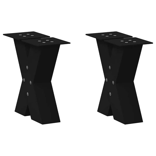 X-Shaped Steel Coffee Table Legs 2 pcs, Black, 40x30-31cm