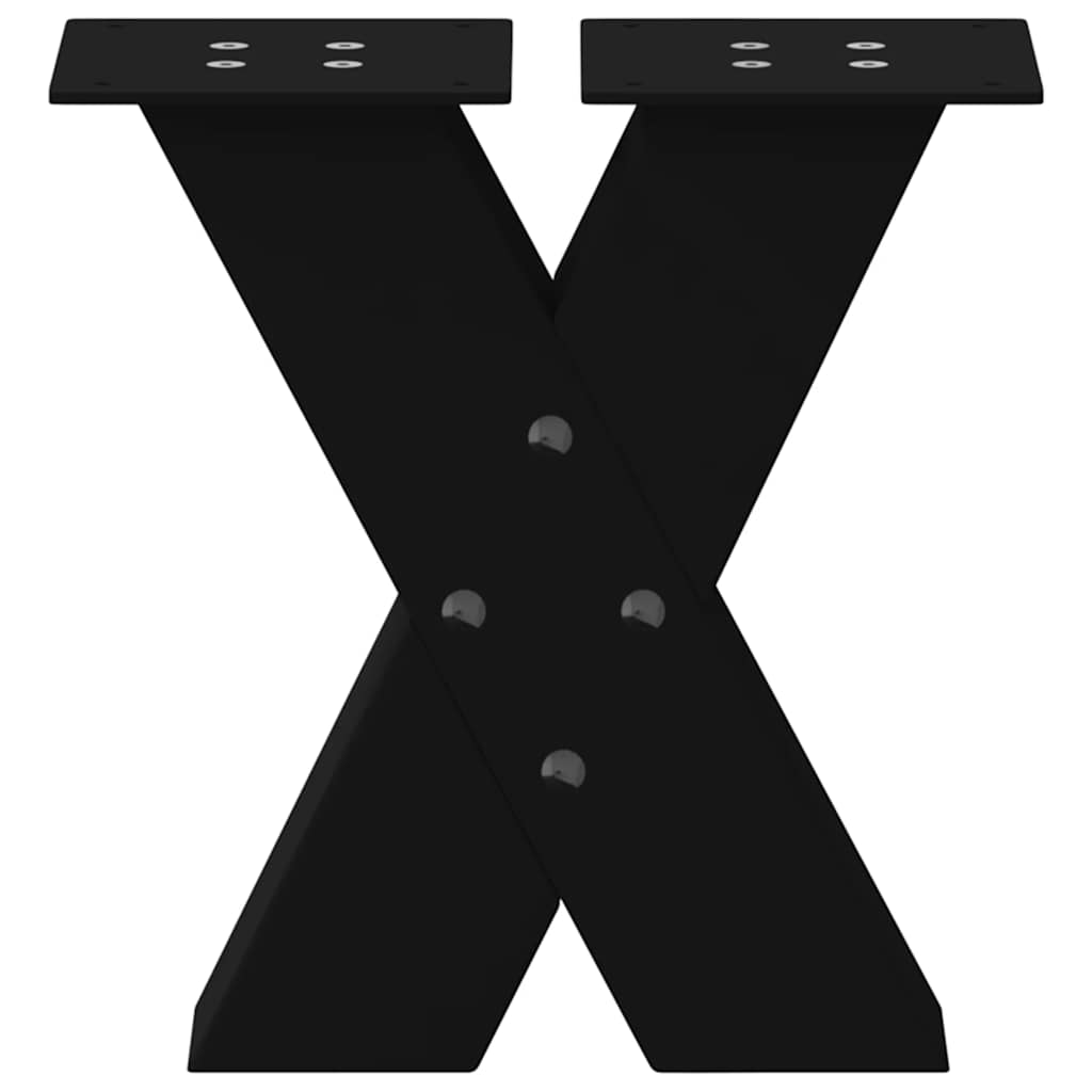 X-Shaped Steel Coffee Table Legs 2 pcs, Black, 40x30-31cm